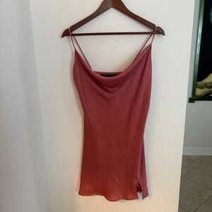 Polly Esther Pink Cowl Neck Spaghetti Strap Mini Dress Size M